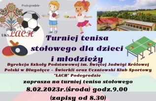 Turniej tenisa stołowego dla dzieci i młodzieży z gminy Podegrodzie