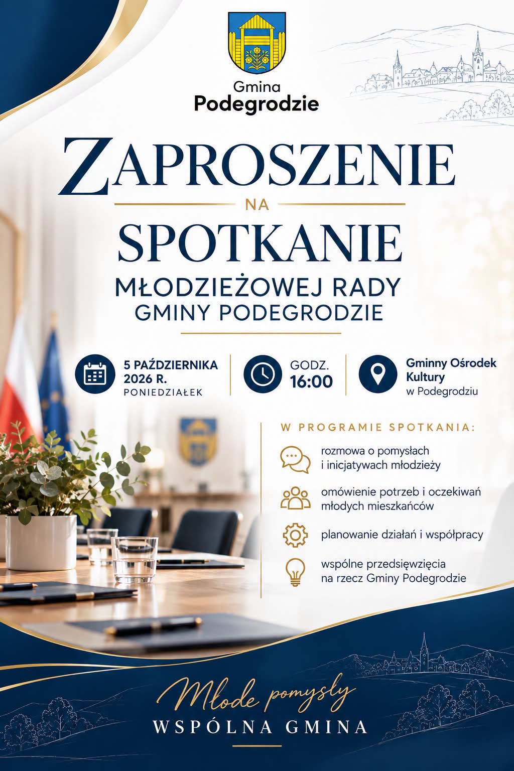 Zaproszenie na spotkanie Młodzieżowej Rady Gminy Podegrodzie