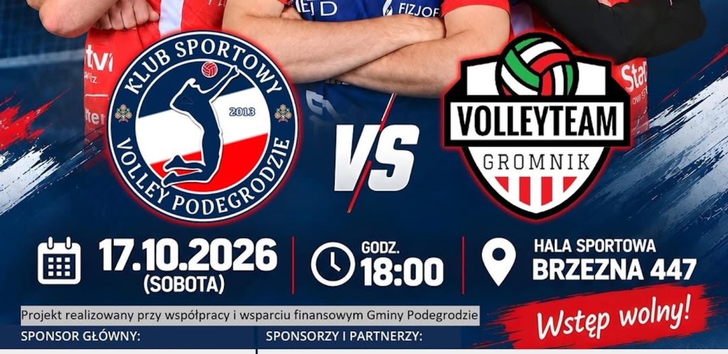 KS Volley Podegrodzie podejmie Volleyteam Gromnik. Mecz 1 Ligi Małopolski w sobotę 17 października 2026 r.